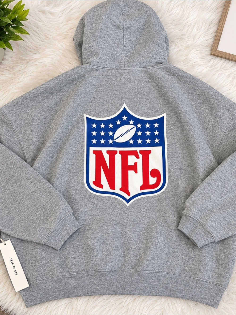 Fear of God Gray NFL Logo Hooded Sweatshirt